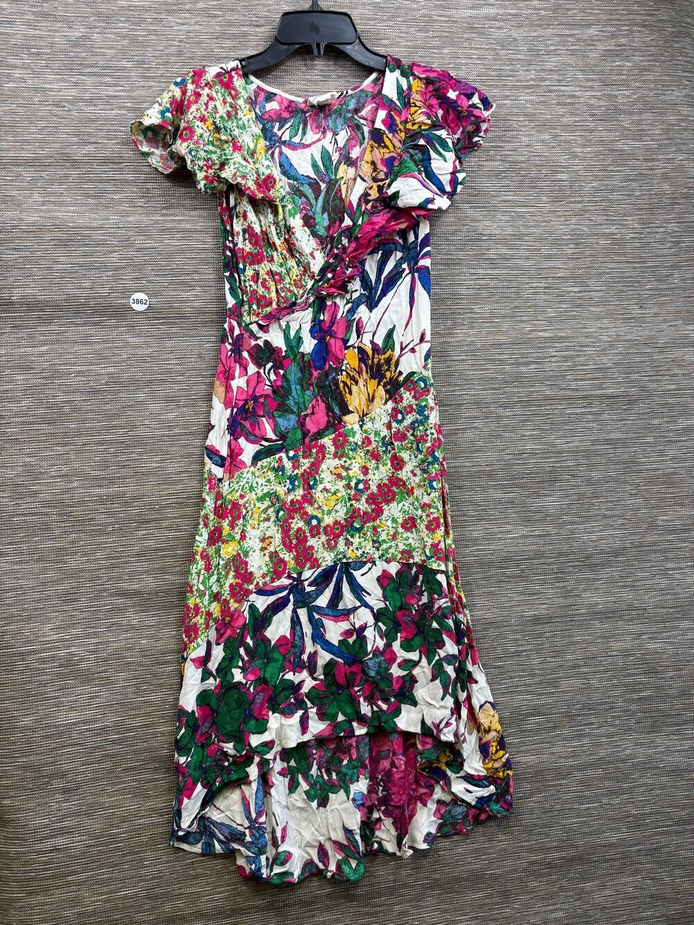 Tracy Reese X Anthropologie Dress Womens S Multicolor Floral Hi Low Ruffle Boho